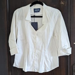 Collectif Vintage 40s 50s Retro Sweetheart Button Up Fitted White Blouse